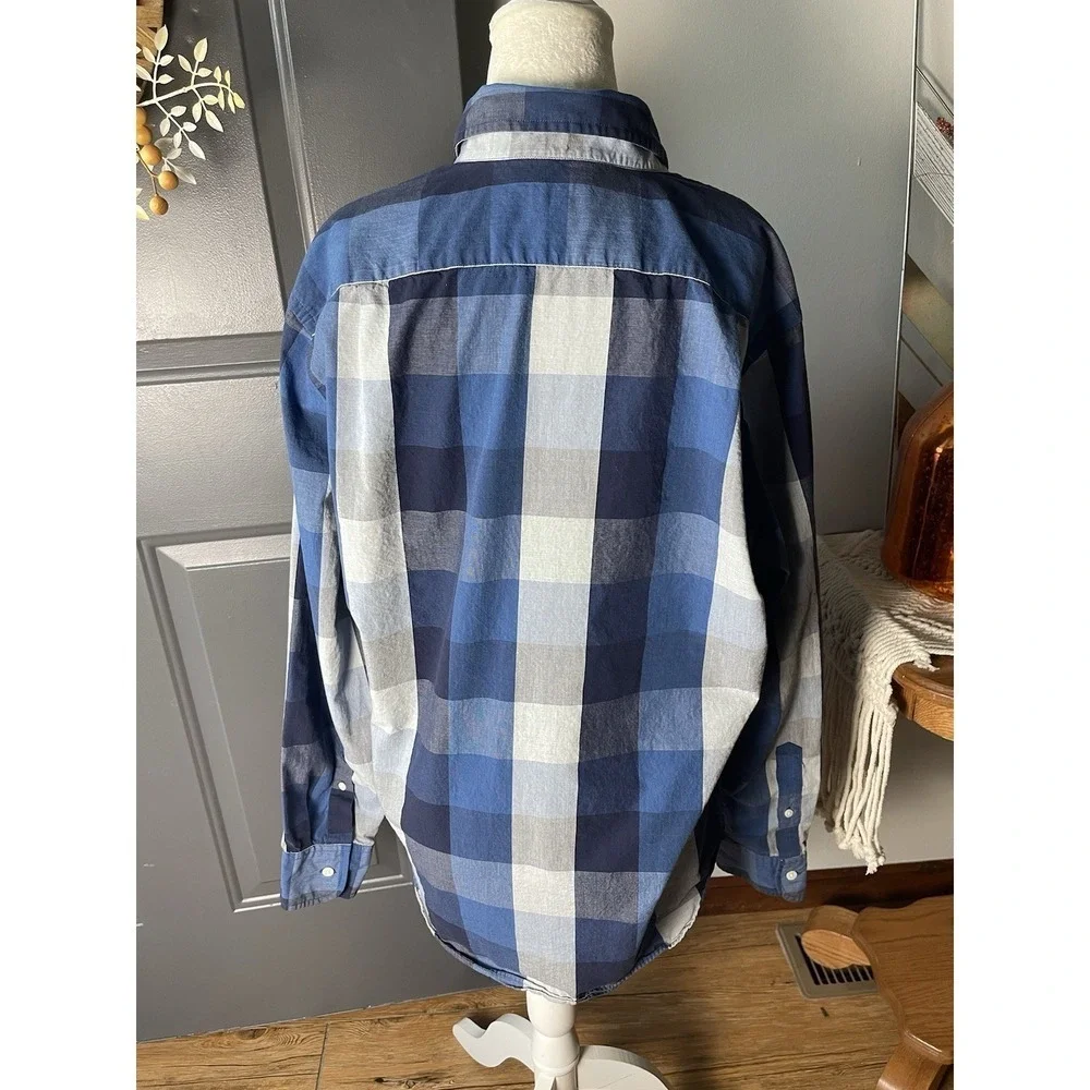 J. Crew Blue Plaid Button-down Top Men's Size Medium